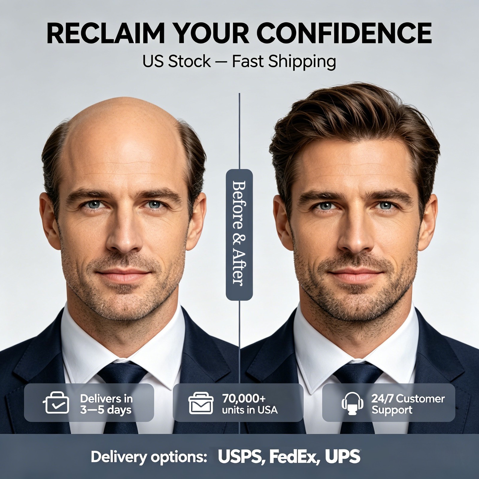 Super Thin Skin Toupee for Men Human Hair Piece for Men V-Looped PU Mens Toupee