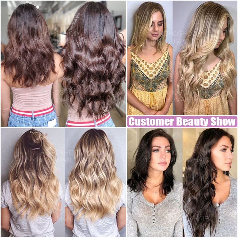 CLEARANCE Wavy Tape In 100% Real Human Hair Extensions Skin Weft Thick Full Head