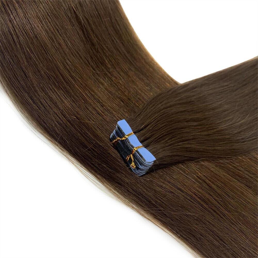 Tape in Human Hair Extensions Invisible Skin Weft Real Brazilian HairBalayage12A