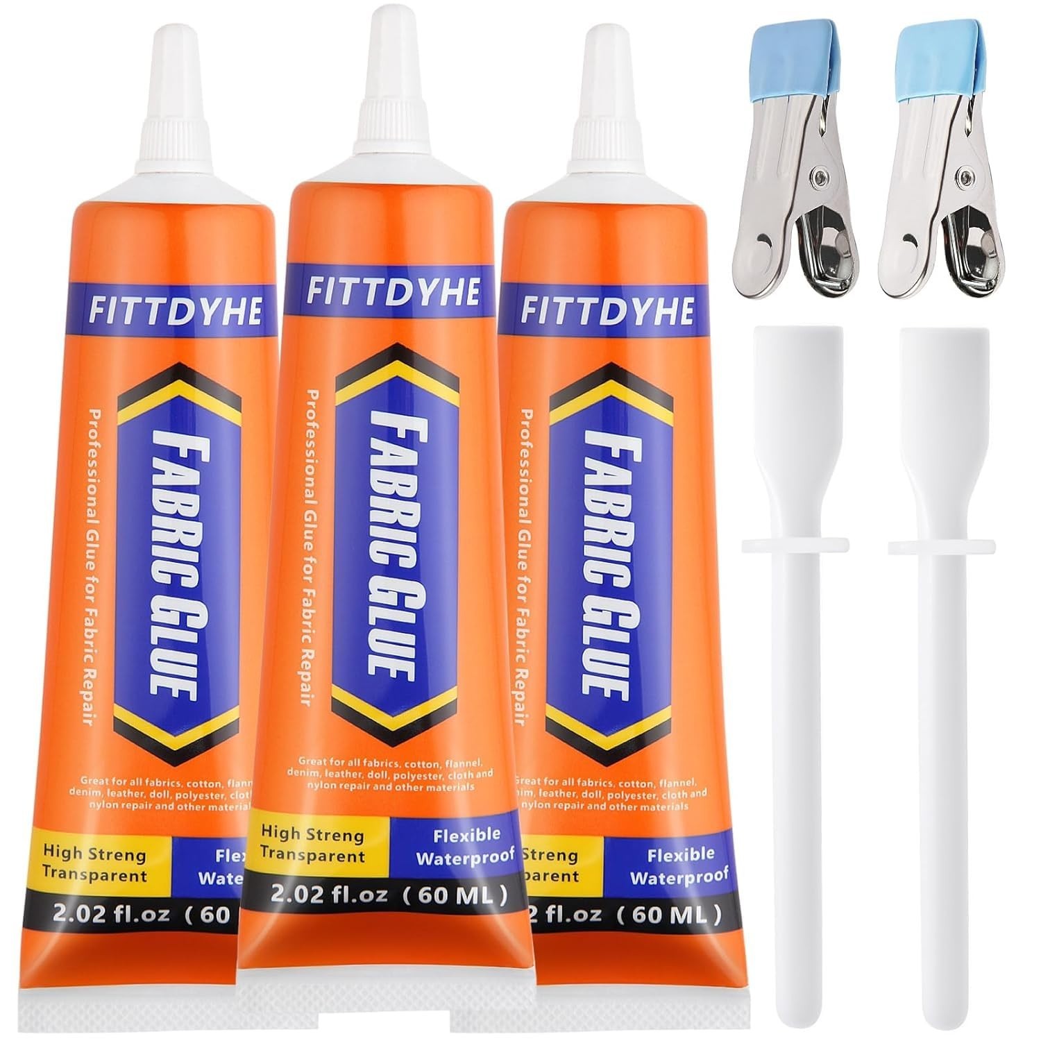 3Pcs Permanent Fabric Glue 60ML – Washable Clear Adhesive for Clothes, Denim, Pa