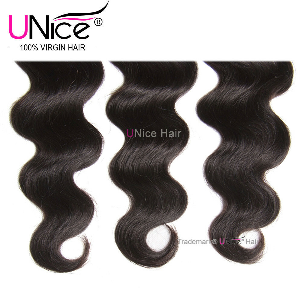 UNice Hair Malaysian Body Wave 3 Bundles Human Hair Extensions Virgin Hair Weave
