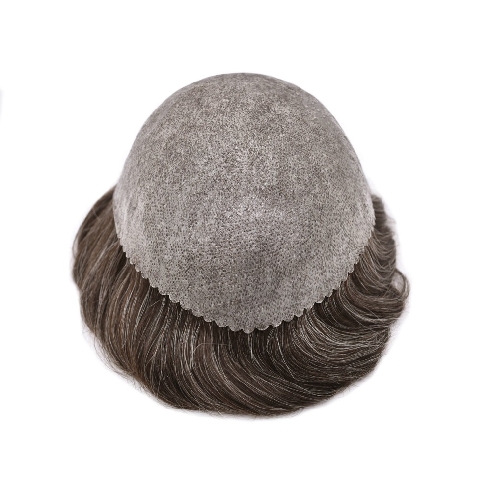 Full Poly Thin Skin Toupee Mens Hair Replacement System Human Hair PieceCustom