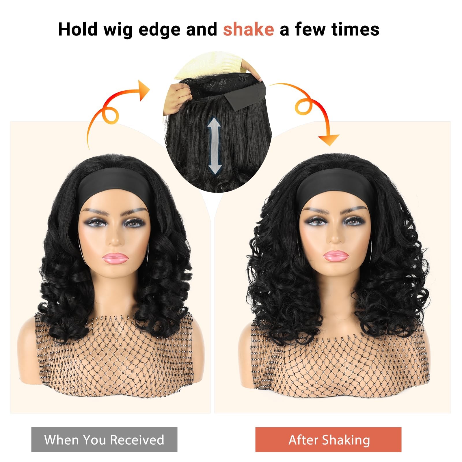 Yaki Curly Headband Wigs for Black Women Kinky Straight Curly Headband Wigs S…