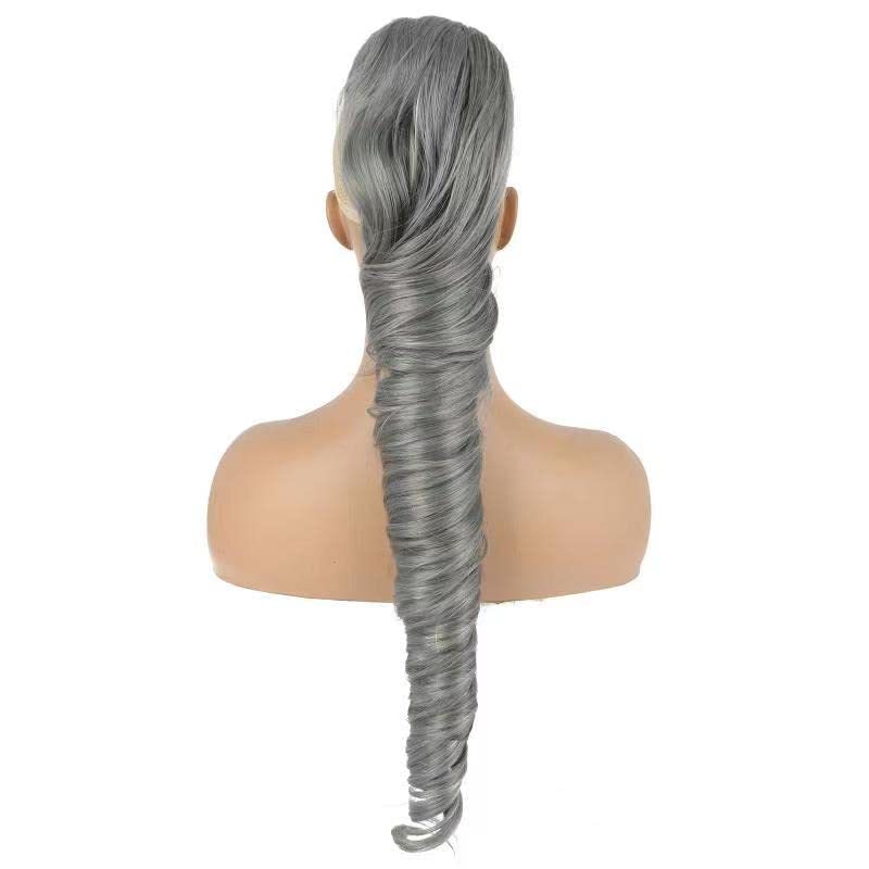 24 Inch Long Black Drawstring Ponytail Clip in Pony tail Extensions for Women
