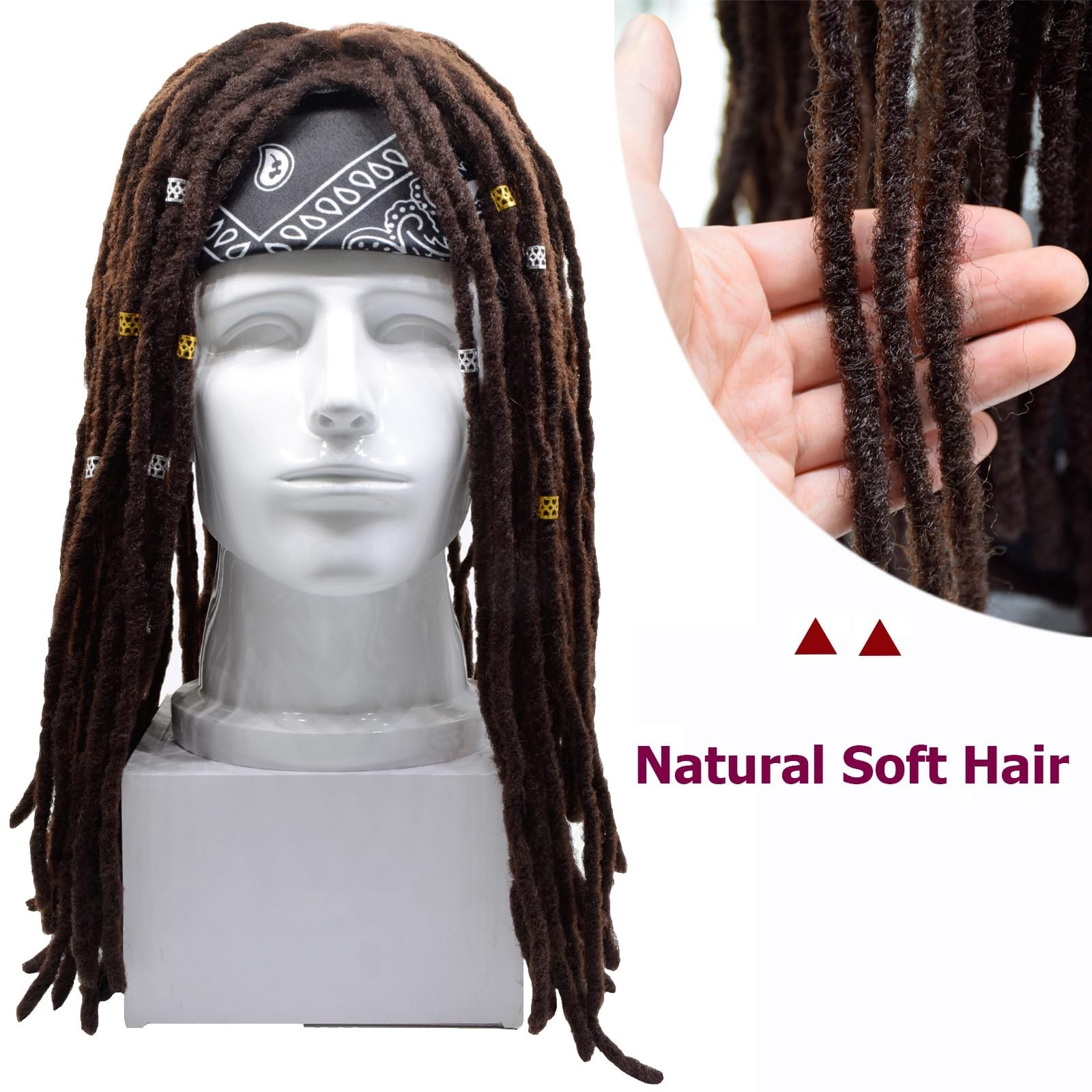 Handmade Synthetic Cosplay Dreadlocks Wig for Men & Women – Long Brown & Black D