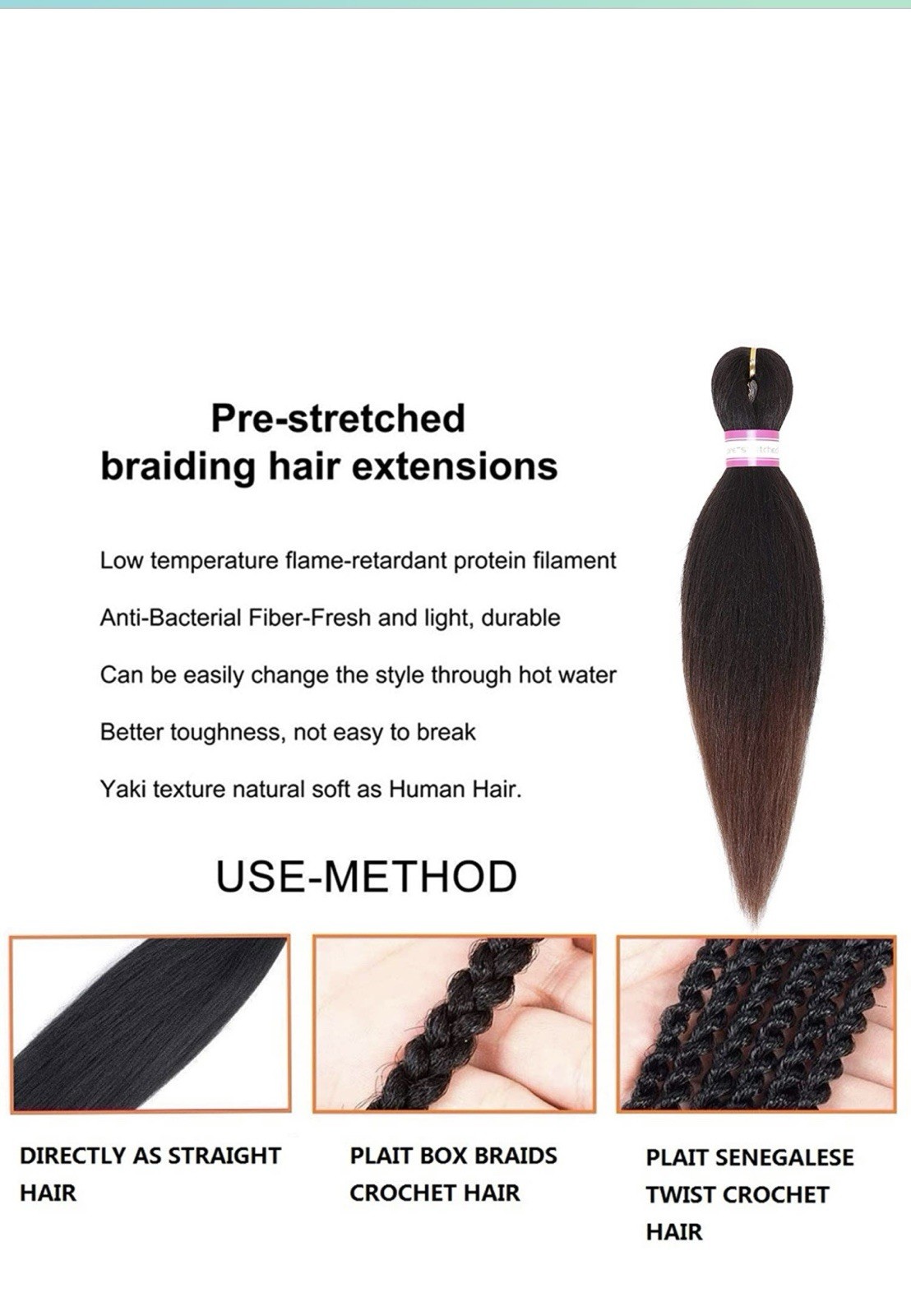 26 inch Pre-Stretched EZ Braid synthetic Hair Extensions Braiding Kanekalon