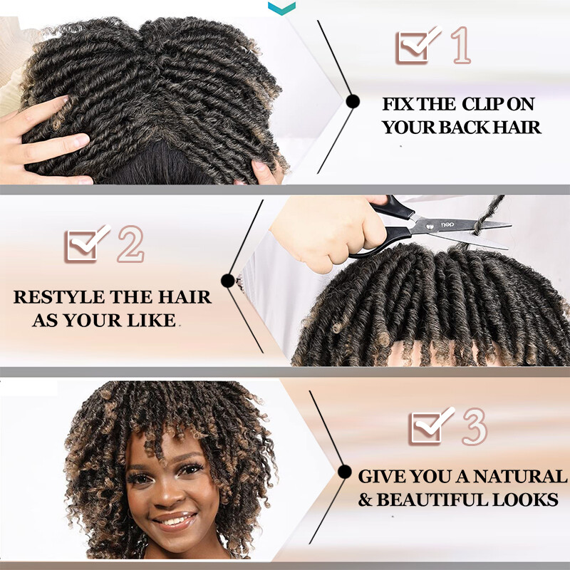 Dreadlock Curly Hair Toppers Short Wiglets Hairpieces Toupee for Black Women Men