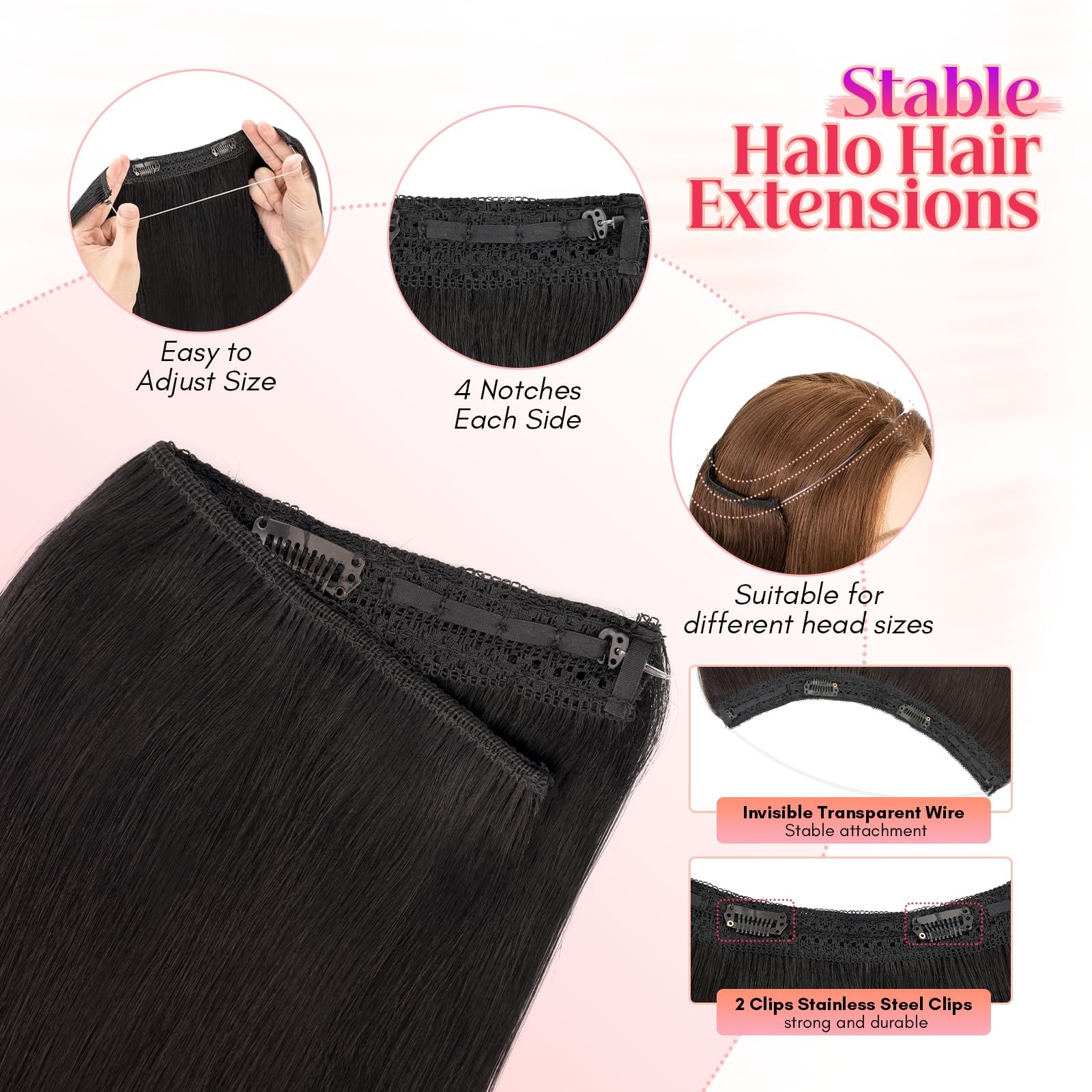 Rich Choices 100 Real Human Halo Hair Extensions For Women Remy Halo Extension