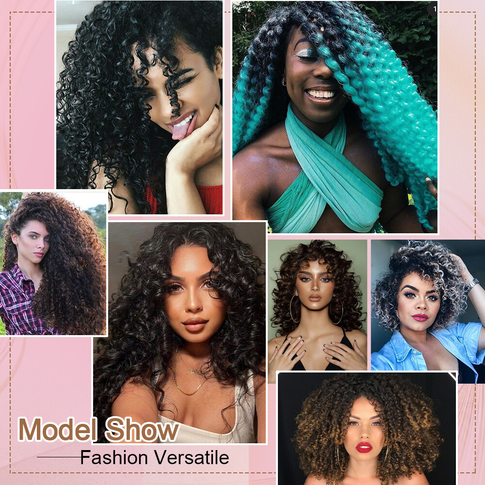 Black Jerry Curly Water Wave Braids Twist Crochet Braiding Hair Extensions Ombre