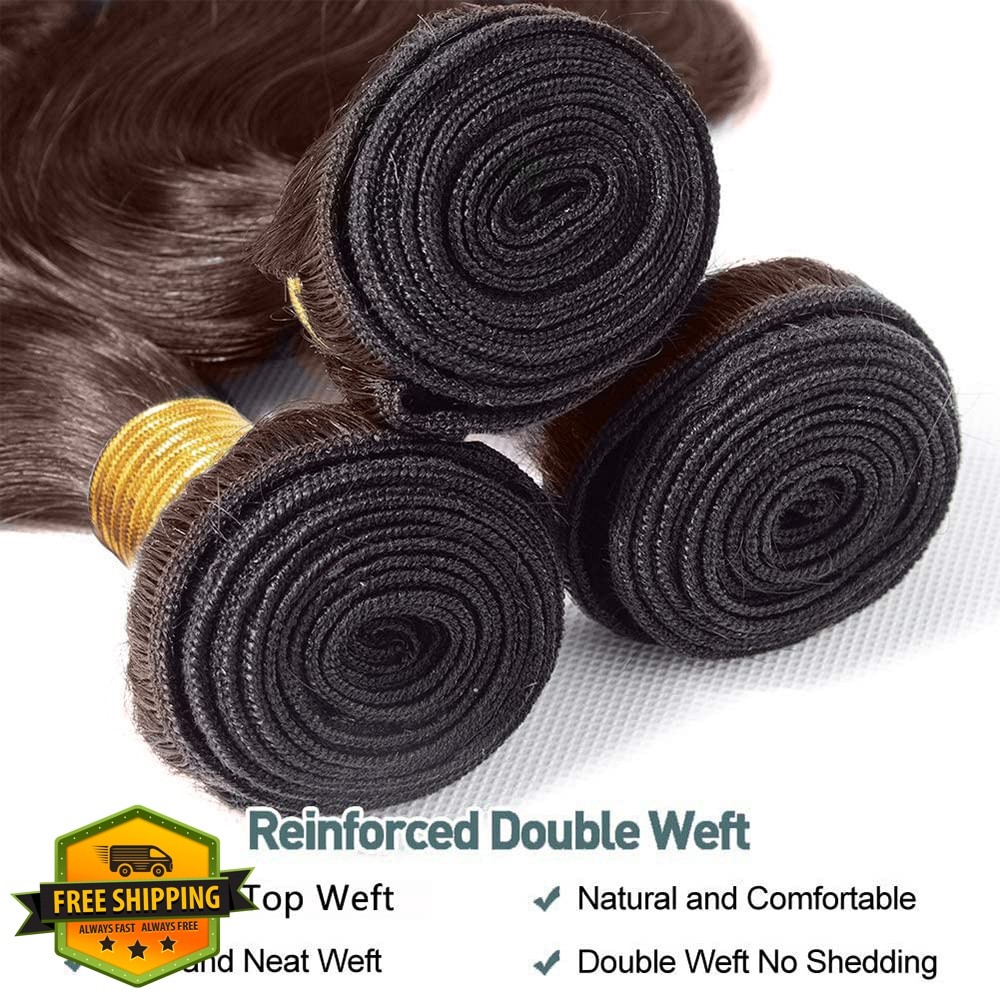 FuivJuix #4 Brown Water Wave Human Hair Bundles 22-26″