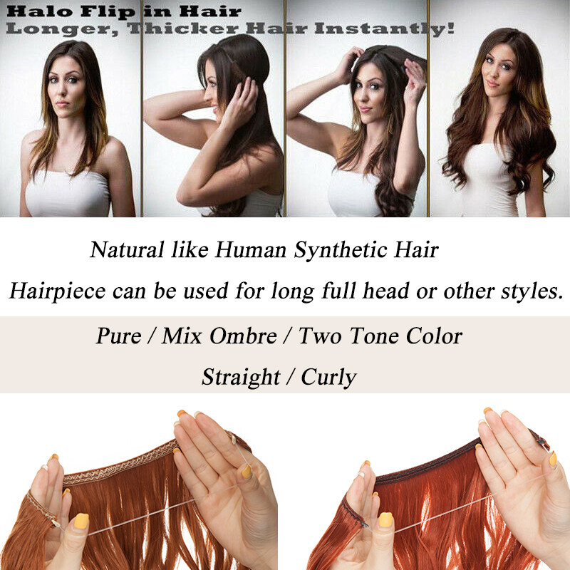 100% Natural One Piece Hair Extension 3/4 Full Head Hairpiece As Human Ombre mix