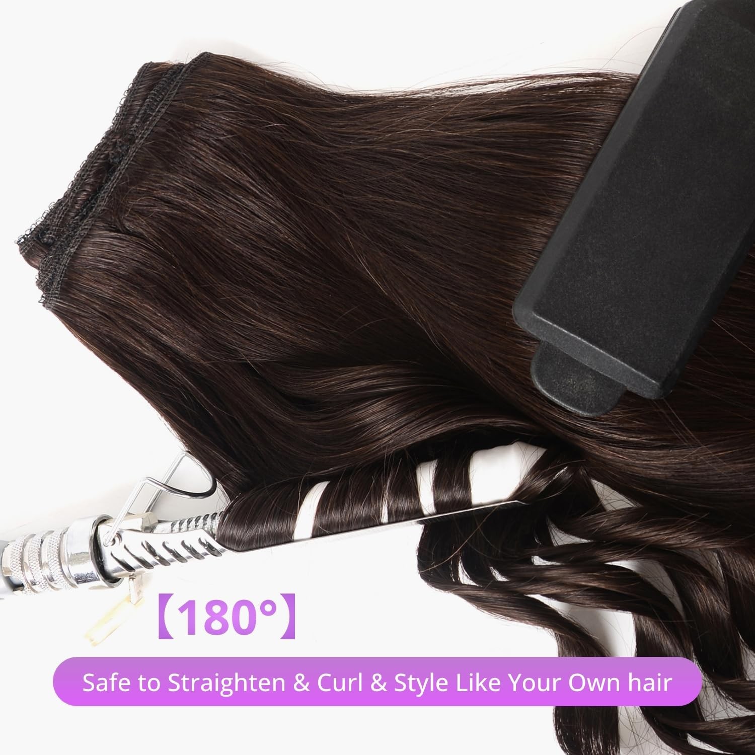 130g 8 Pieces Remy Human Hair Clip in Extensions Straight 2 Brown Double Weft 26