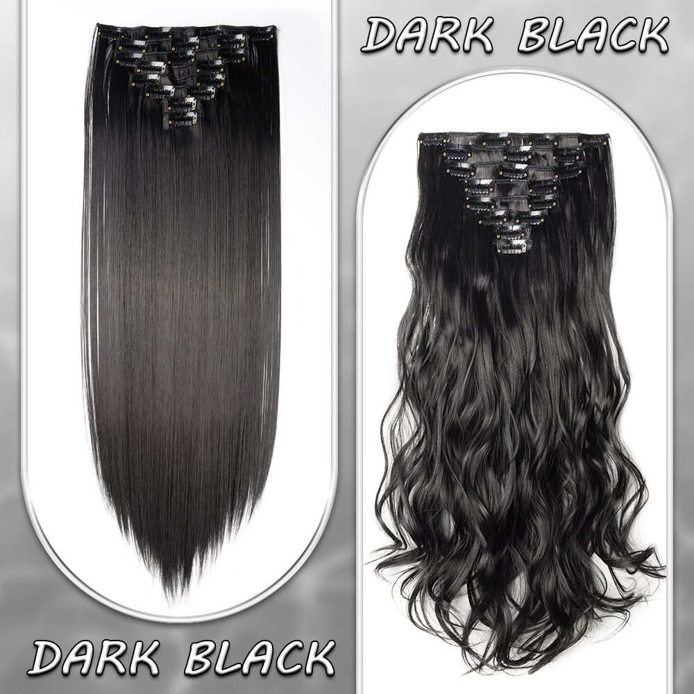Clip in Hair Extensions 100% Real Natural Full Head 8 Piece Set Long for Women
