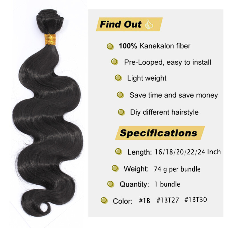 22″Sew in Full Head Black Body Wave Closure Weft Crochet Weaving Hair Extensions
