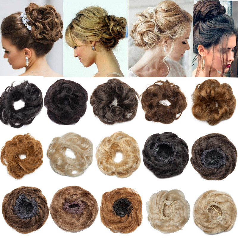 Pony Messy Bun Scrunchie Updo Chignon Remy Human Hair Piece Free Pressure Tail a