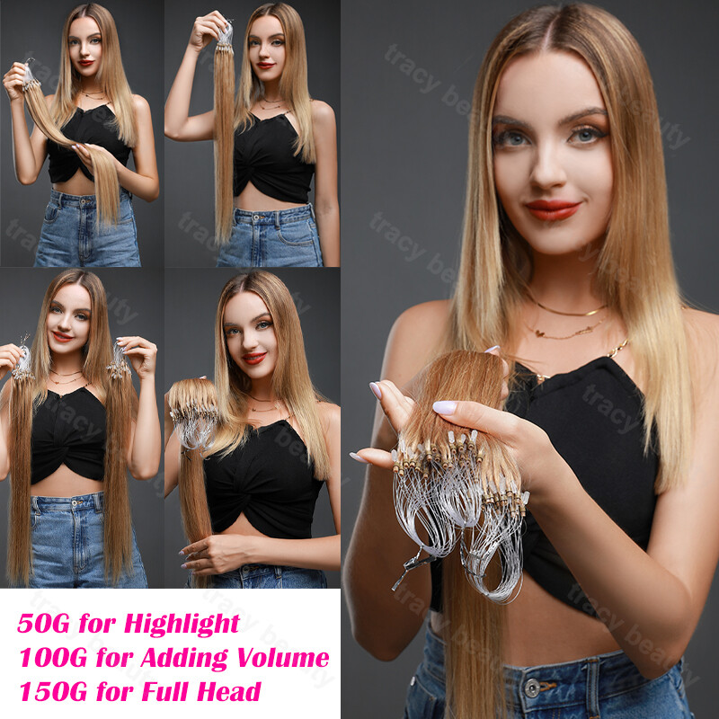 200S Thick Micro Loop Beads 100% Remy Human Hair Extensions Micro Ring Lowlights
