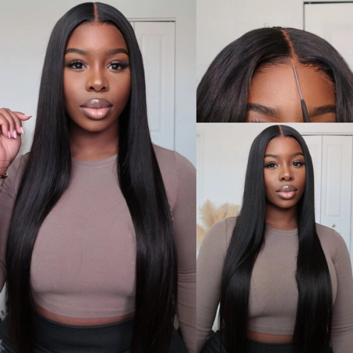 Wear Go Glueless Wig Pre-Cut 5*5 HD Lace 100 unprocessed Human Hair black