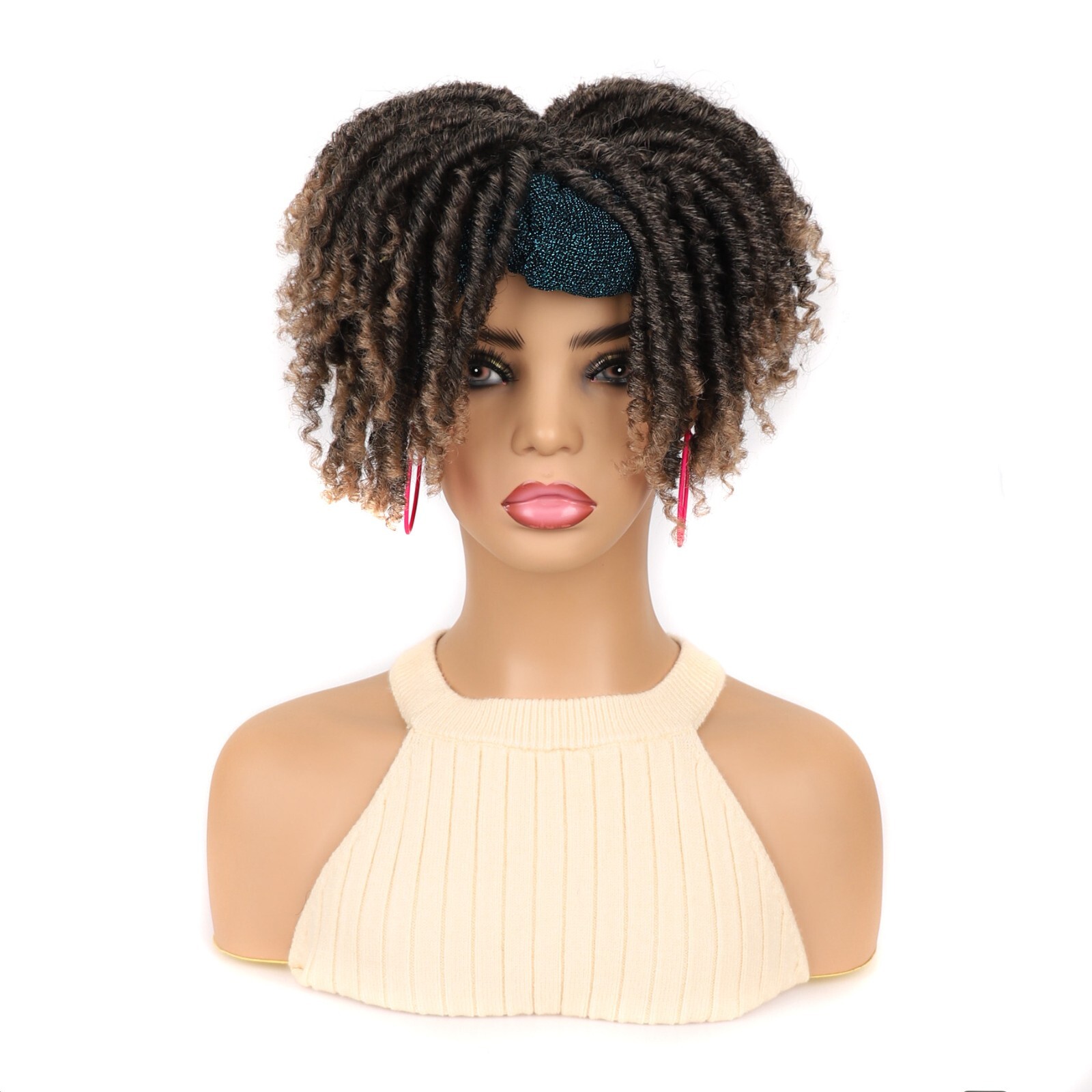8″ Afro Faux Locs Headband Wigs Dreadlock Wigs for Women Twist Curly Hair Wigs