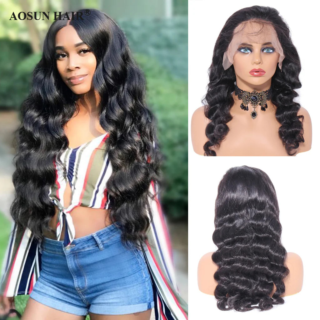 28 Inch Human Hair Lace Front Wig Loose Wave 13×4 Lace Frontal Wig for Women New