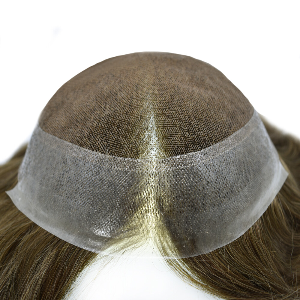 US Mens Toupee French Lace Hairpiece Poly Pu Skin Around Hair System Replacement