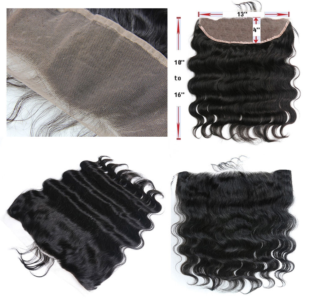 9A Grade Lace Frontal 13″x4″ Deep Wave Virgin Remy Human Hair Natural Black