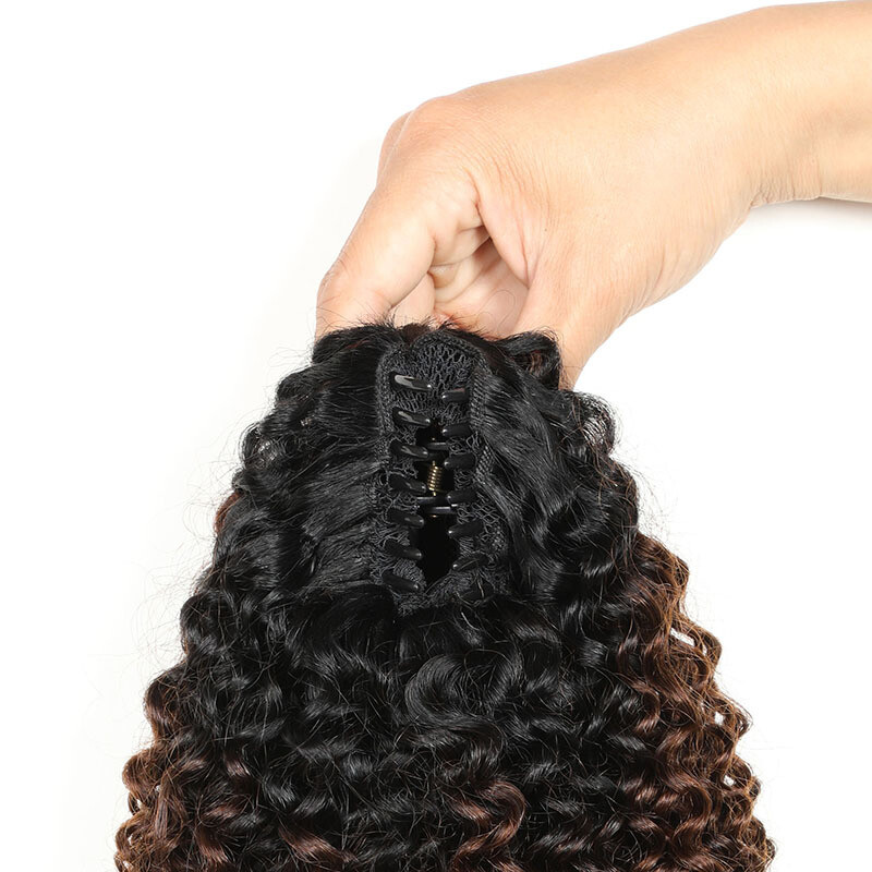100% Human Hair Ponytail Extensions Claw Curly Clip Hairpiece Black Brown Blonde