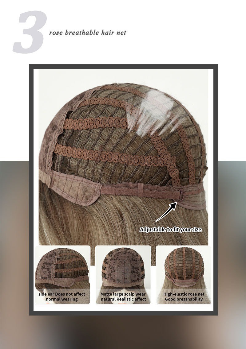 Bronze-golden long curly hair full head cover made of synthetic fiber with waves