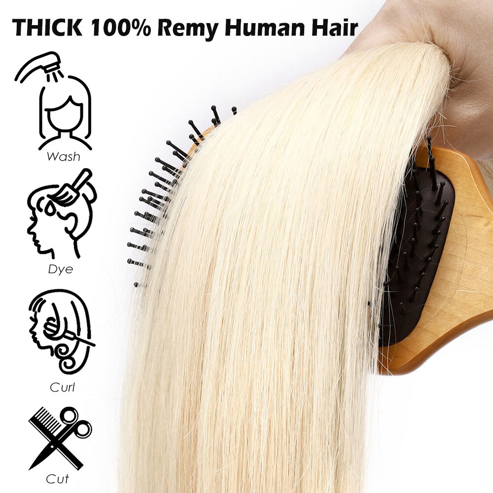 Double Weft 100% Real Human Hair Extensions Clip In Remy Hair THICK Full Head US