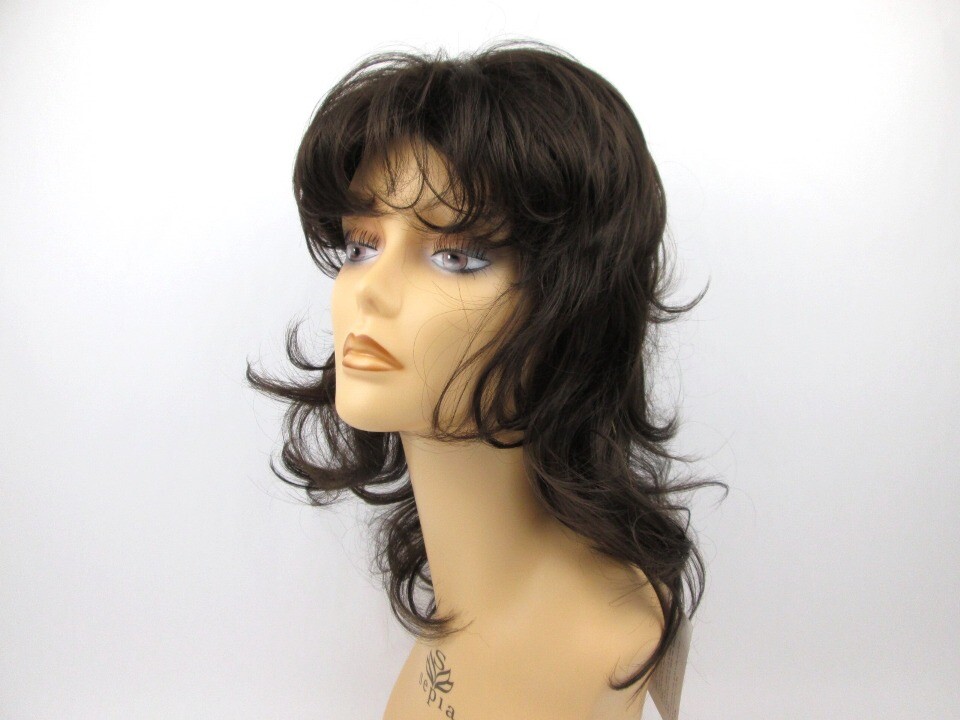 70S 80S WOMEN SHOULDER LENGTH LAYERED TOP & FEATHERED BACK WAVY MULLET WIG VICKY