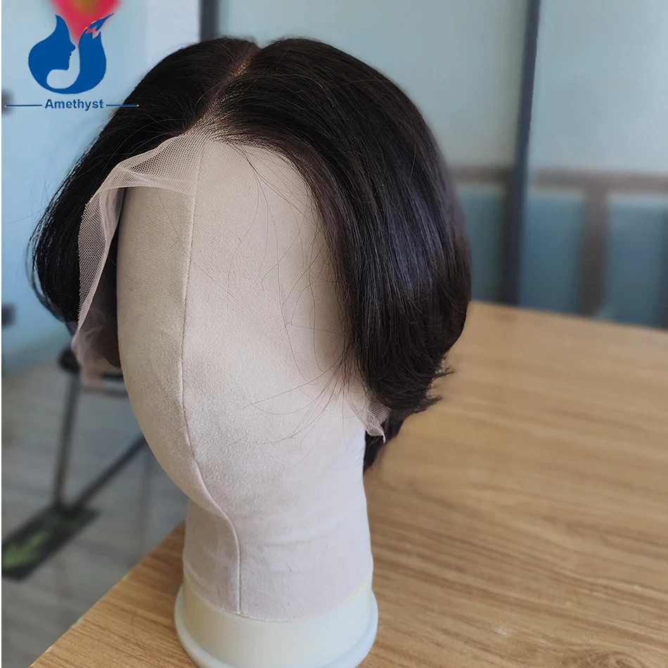 Wolf Cut Wig for Men Layered Human Hair 13×6 Lace Front Wig Short Pixie Cut Bob