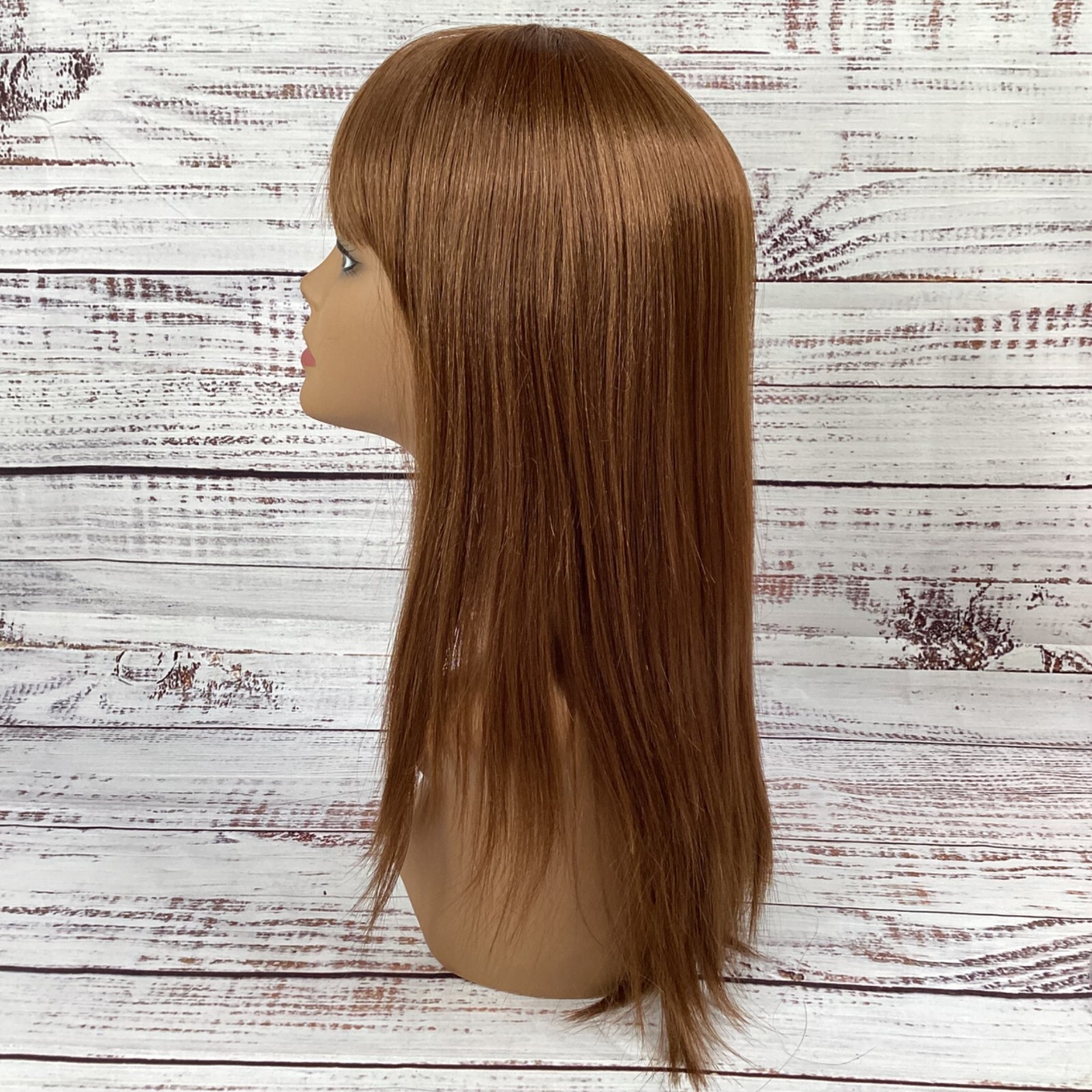 Italian Straight Wig #30 Honey Brown Long w/ Bang Adjustable Cap Synthetic
