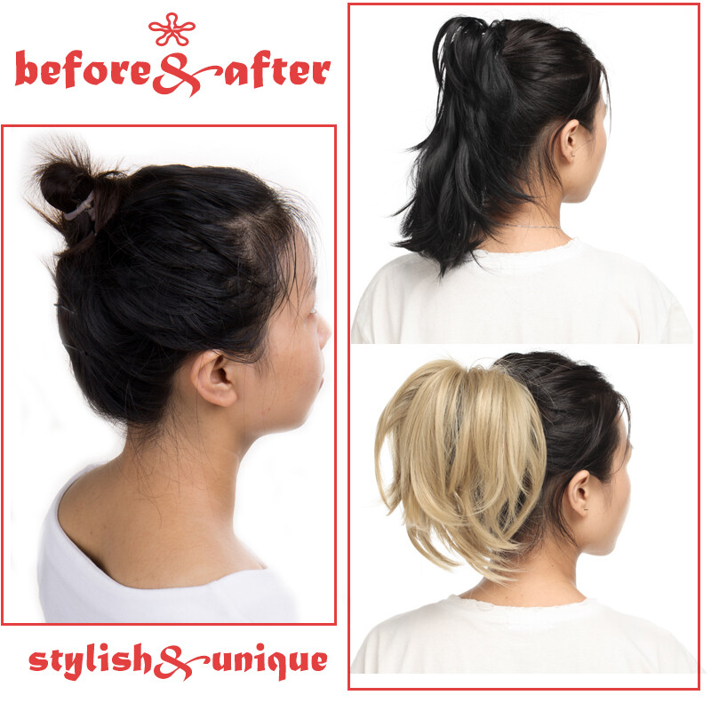 12″ Short Pony Tail Hairpiece Claw Clip On Bendable Messy Hair Extensions Soft