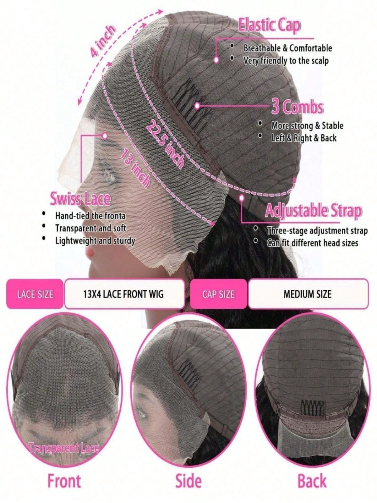 Hair Women Lace Front Wig Highlight White Bone Straight 13×4 HD Transparent Lace