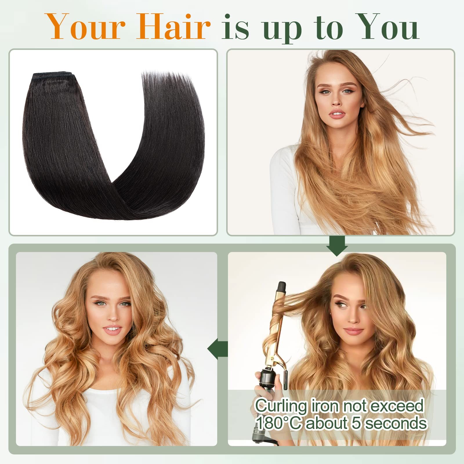Benehair One Piece Clip In Hair Extensions Real Human Hair Natural Black Hair