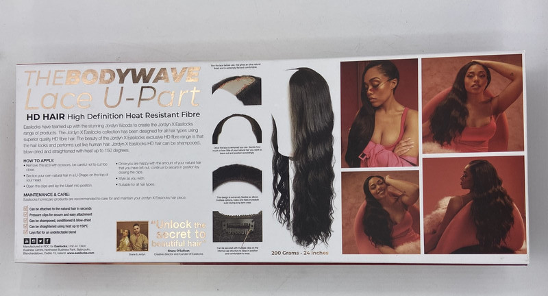 JORDYN WOODS EASILOCKS BODYWAVE LACE U-PART 24″ 200G EBONY SYNTHETIC HAIR