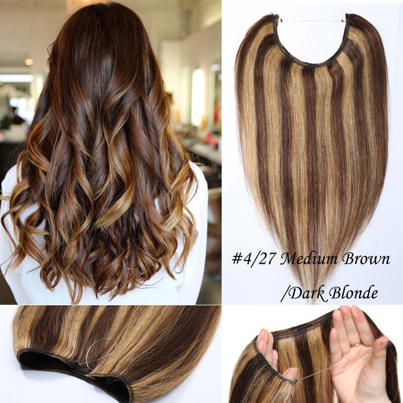 16-28inch good Remy Human Hair Hidden Invisible Wire Hair Extensions thick