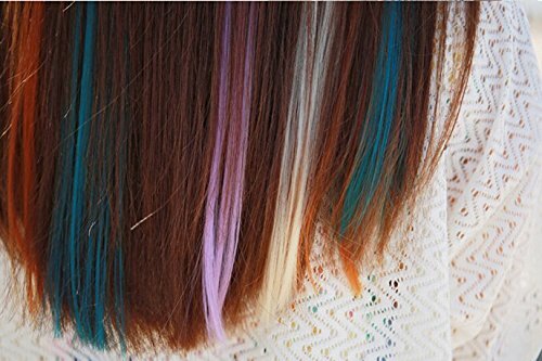 22 Pcs Colored Party Highlights Clip on in Hair Extensions Multi-Colors Hair
