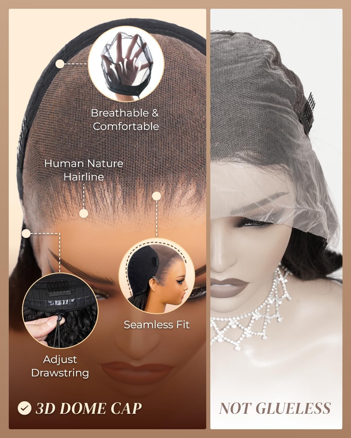 13×6 Deep Wave Lace Front Wig – 210% Density, Glueless, Pre-Plucked, 20″ Water W