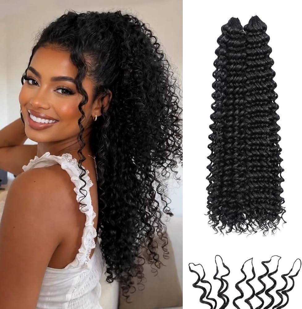 Miracle Knots Feather Crochet Hair (Jerry Curl) – 14″ Hand-Tied Synthetic