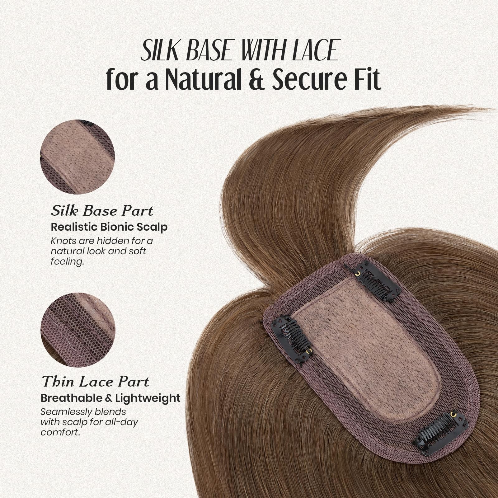 My-Lady Human Hair Toppers For Women Real Human Hair Bangs Thin 7 Silk Base