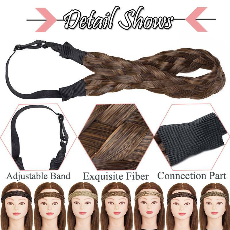 Women Hair Braided Plaited Headband Plait Hairband Hairwear as Human Synthetic