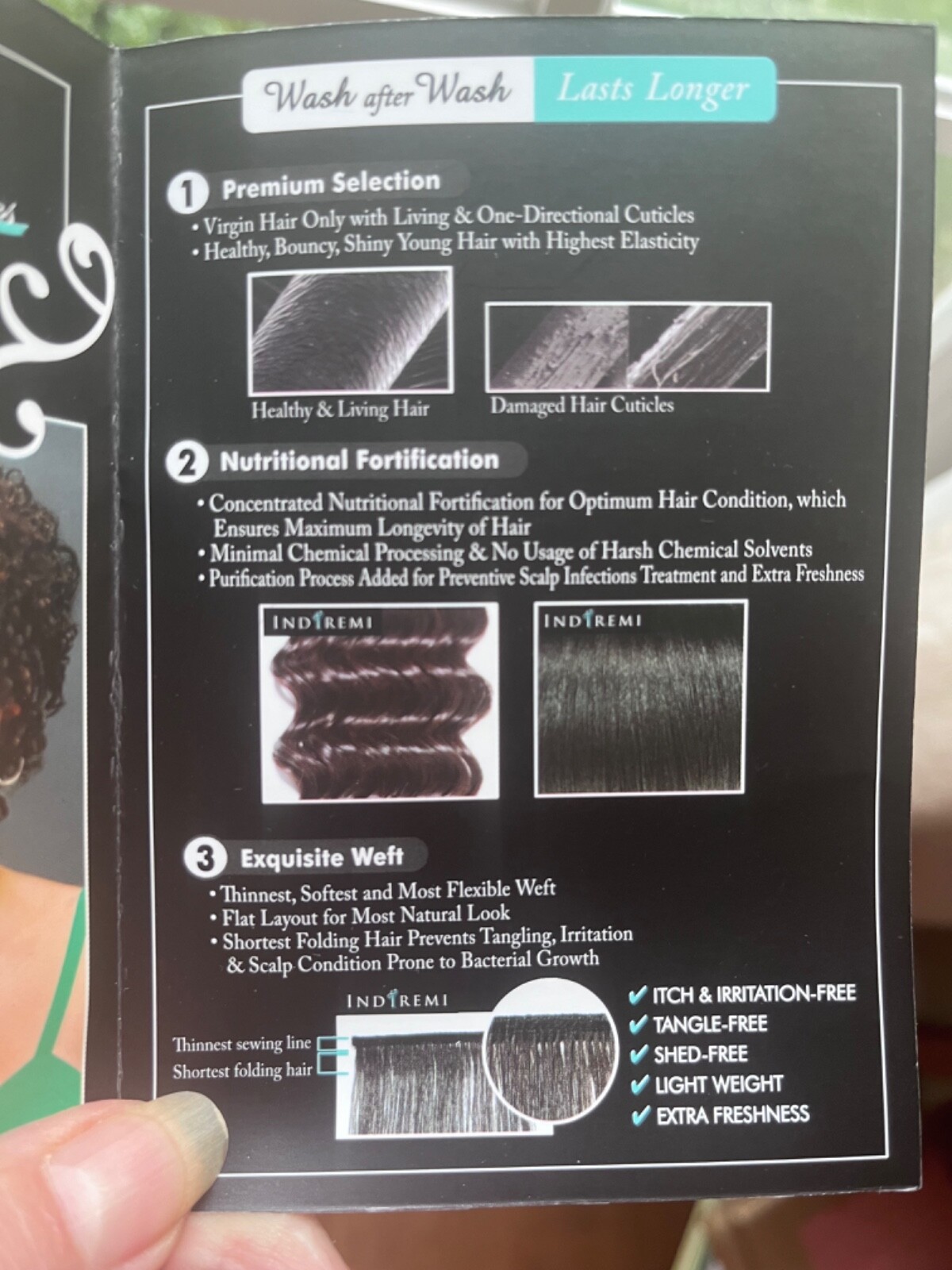 Indi Remi J style premium virgin Human Hair p1B/30