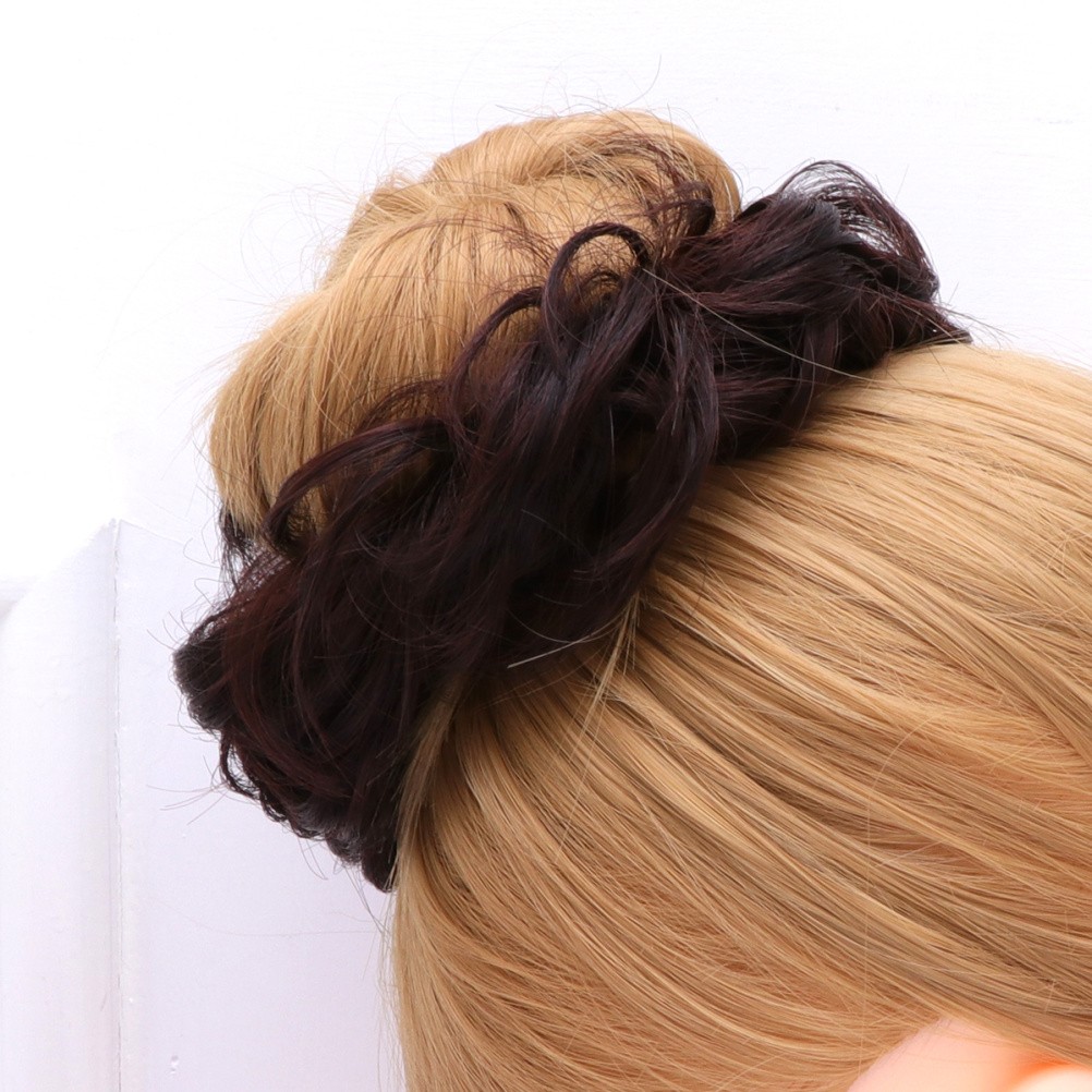2Pcs Hair Chignon Wig Dark Brown Synthetic Hair Bun for Easy Elegant Hairstyling