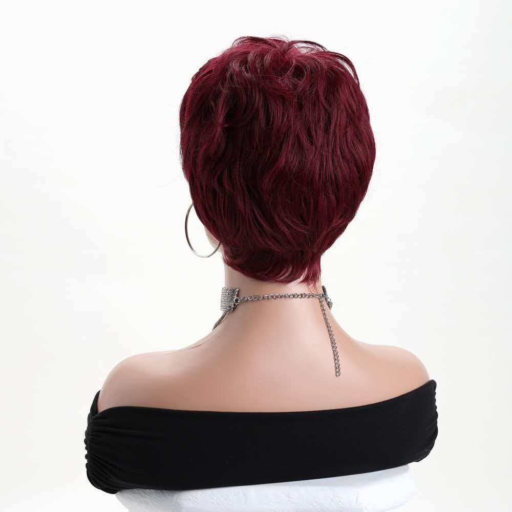 10″ Short Burgundy Women Full Wig Cosplay Party Heat Resistant Synthetic Hair