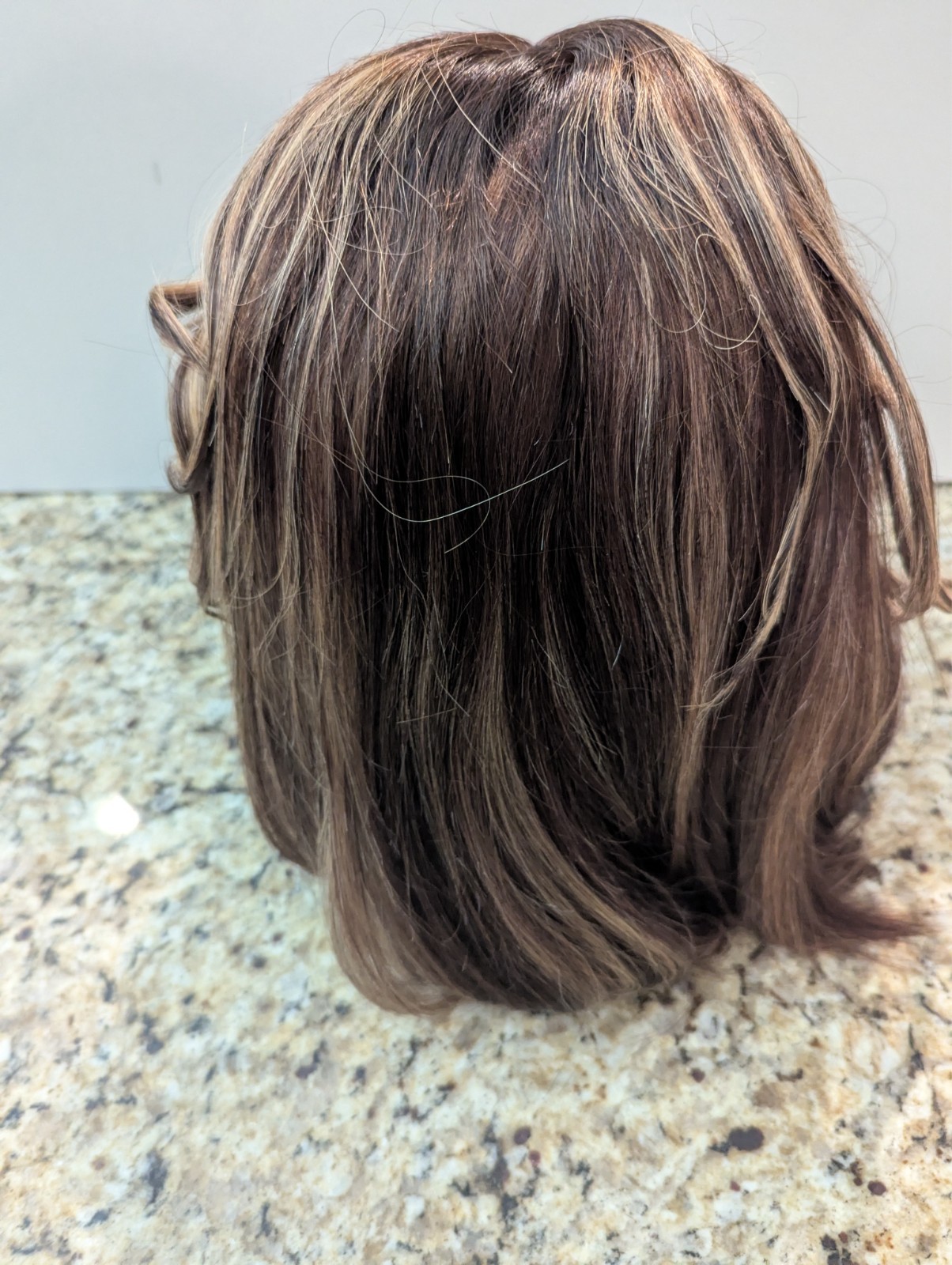 Luvme Women’s 12″ Wavy Layered Wig Lace Glueless Brown with Highlights