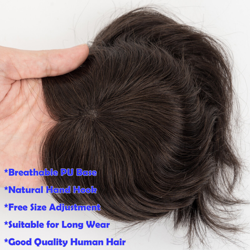 Thin Skin PU Toupee Human Hair Patch Full PU Skin Base Cover-Up Topper Pieces US