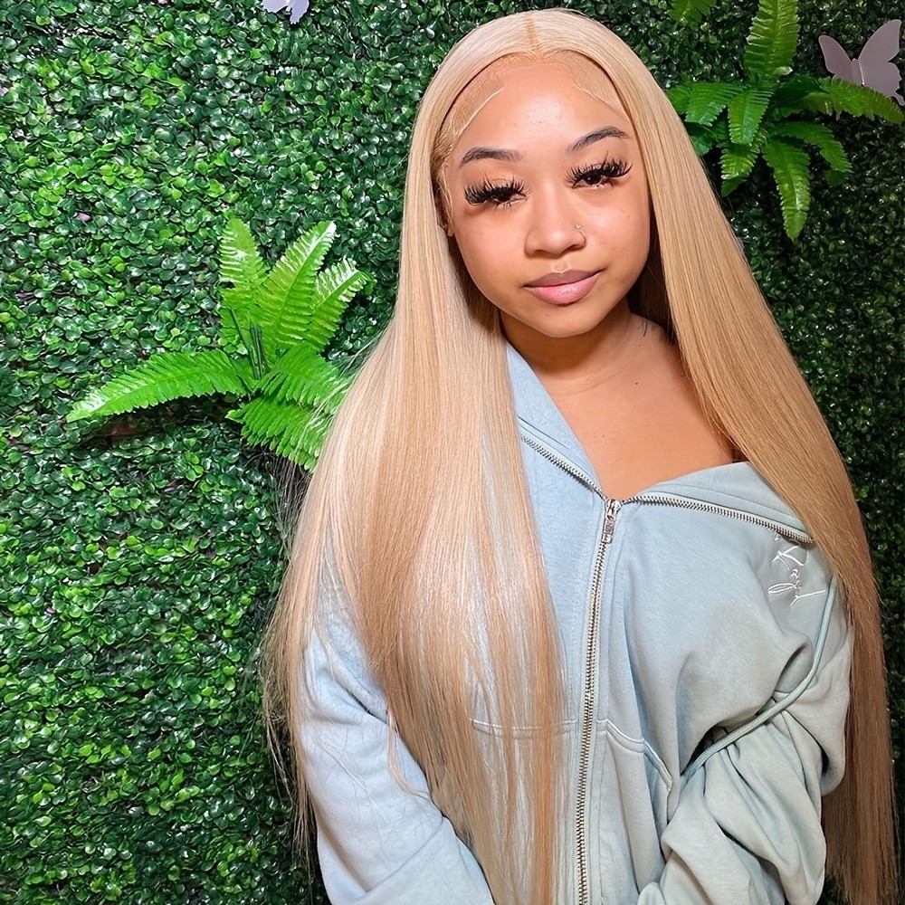 13×4 Long Straight Hair Ash Honey Blonde Lace Front Wigs Women Daily Pre Plucked