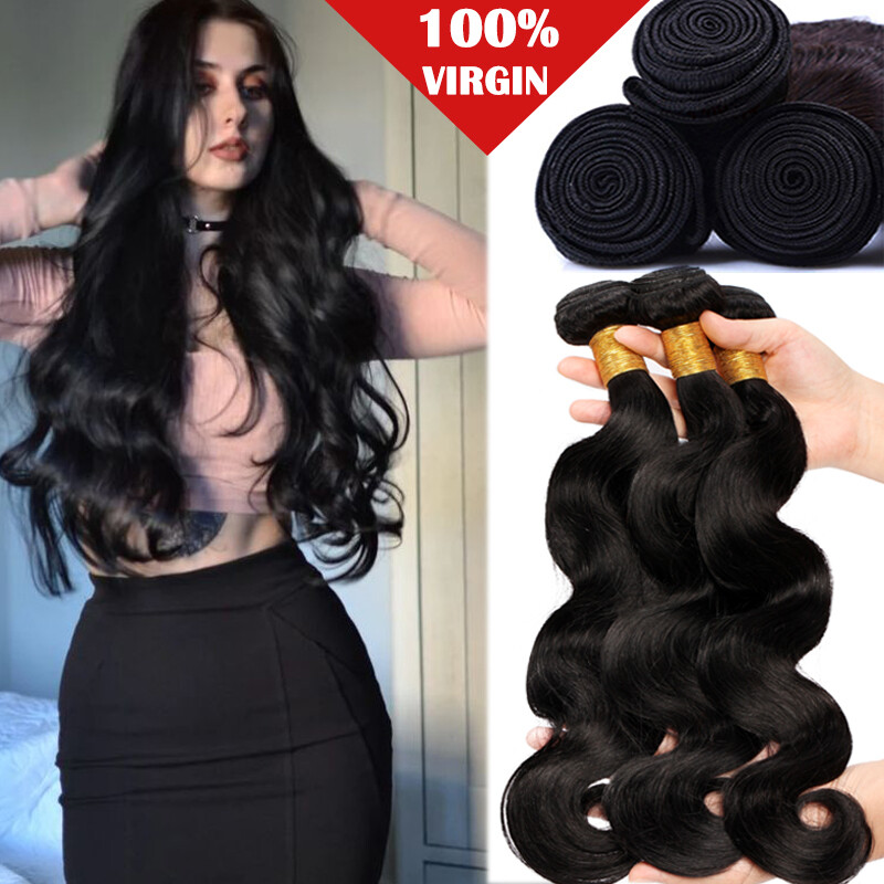Super Thick 1-4 Bundles 10A Virgin Indian Human Hair Extensions Double Weft 100g