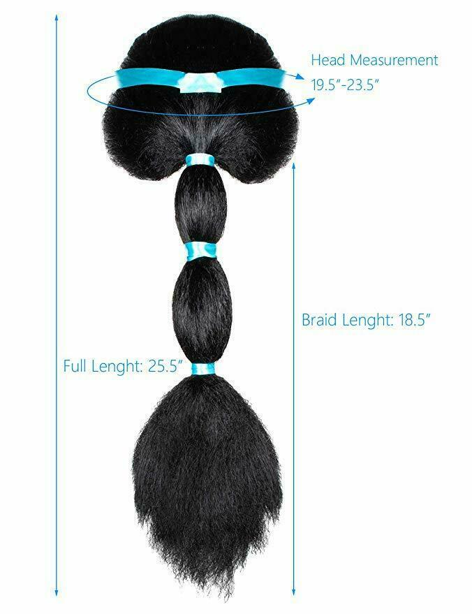 Princess Jasmine Aladdin Cosplay Black Wigs w/Ribbon For Adult Halloween Costume