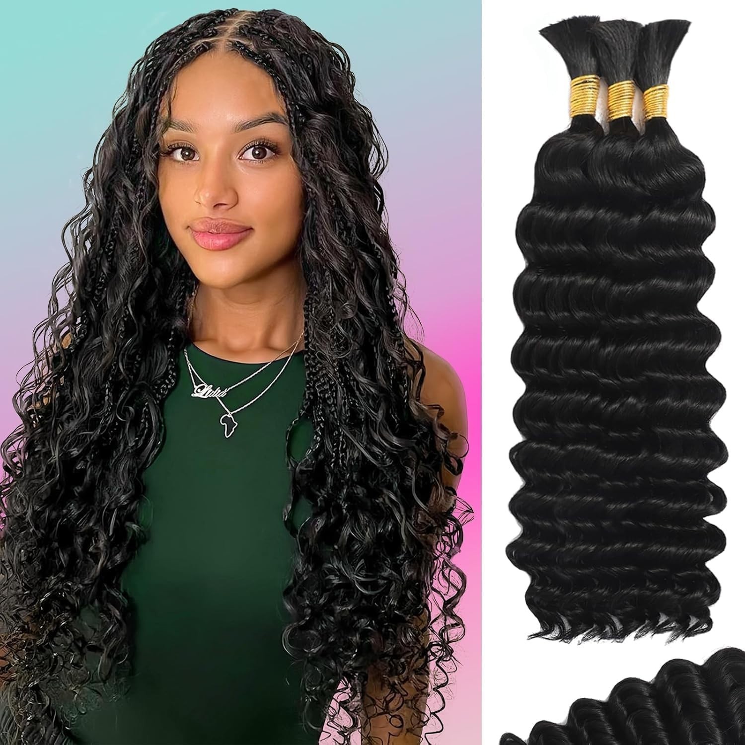 Boho Goddess Box Braids with Brazilian Curly Hair